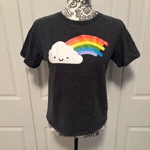 Whistle & Flute organic cotton t-shirt with smiling cloud and rainbow graphic S